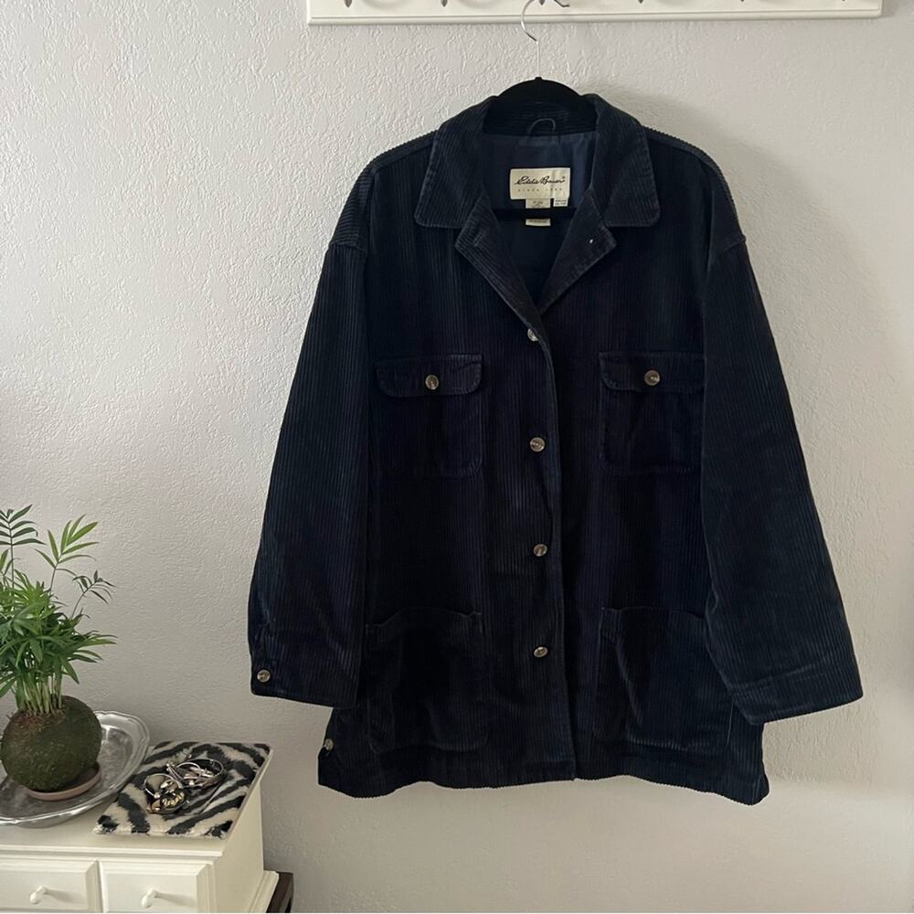 Vintage Eddie Bauer Navy Blue Corduroy Chore Coat
